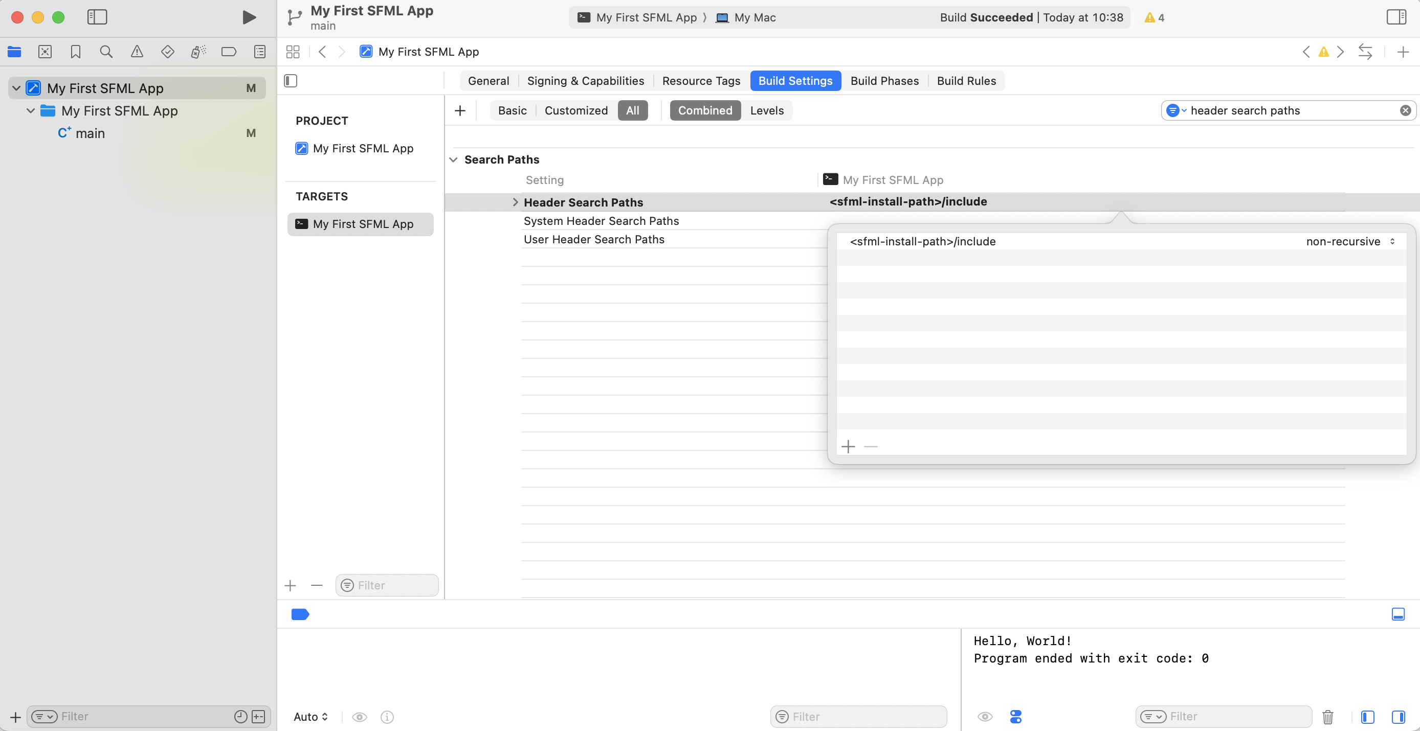 Xcode header settings